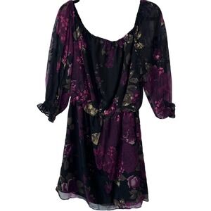 Boston Proper Dark Floral Burnout Velvet Chiffon Mini Dress Small Whimsygoth